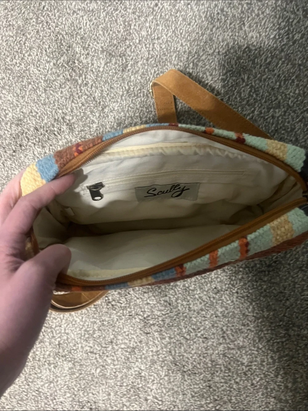 Scully Brown and Mint Southwestern Crossbody Bag - Picture 2 of 3